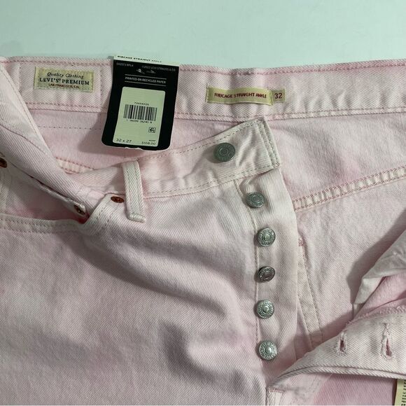 NWT Levi's Premium Jeans Size 32 x 27 Pink Ribcage Straight Ankle Tie Dye‎ - Picture 6 of 14